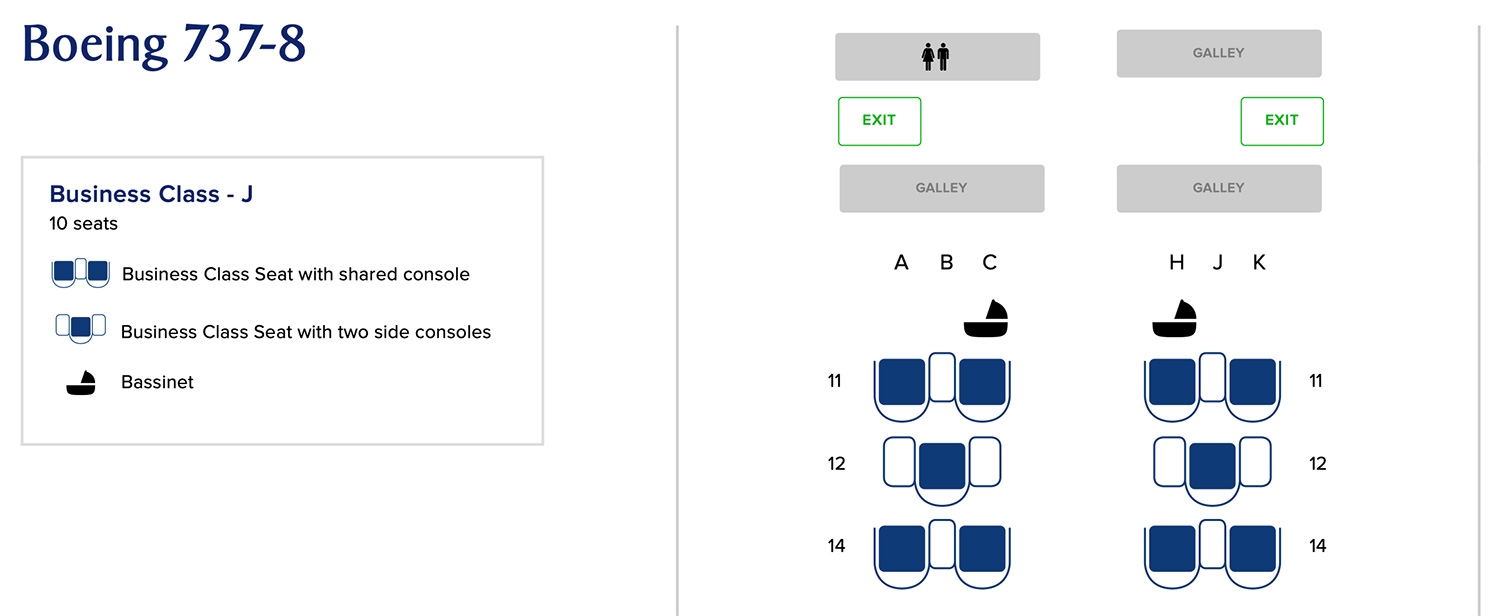 Singapore Airlines Regional Business Class Seat Map