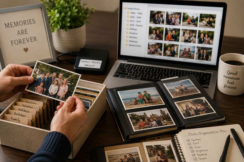 Arranging photos to keep them in order when digitizing