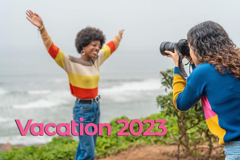 Woman taking pictures of her friend