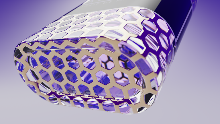 A 3D model of an elegant perfume bottle