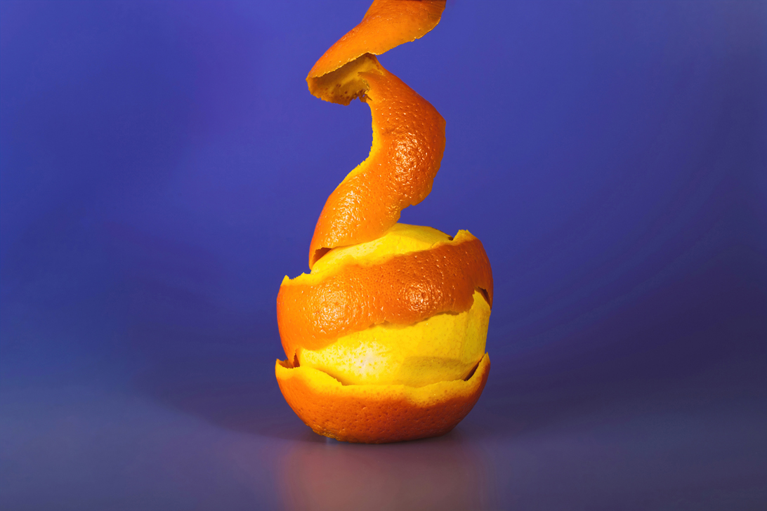 Peeling orange created in Cinema 4D