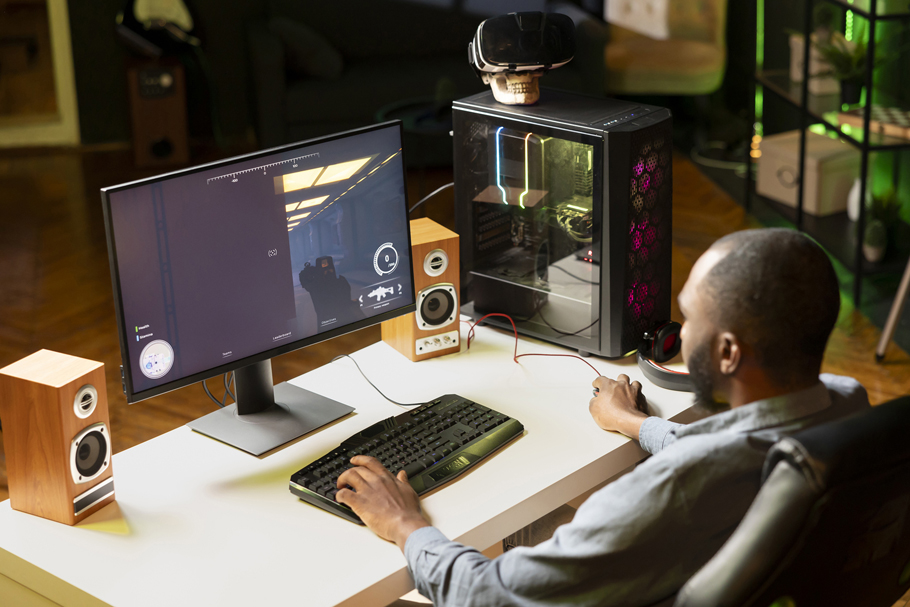 High-end computer setup for 3D animation