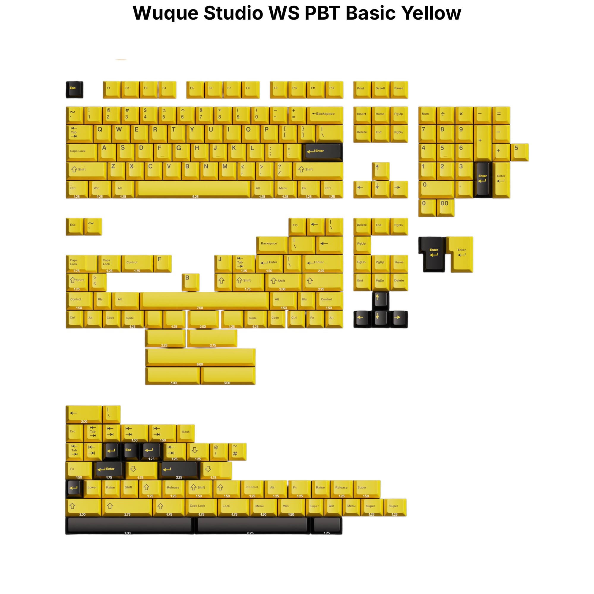 Wuque Studio WS PBT Basic Yellow Keycap Kit