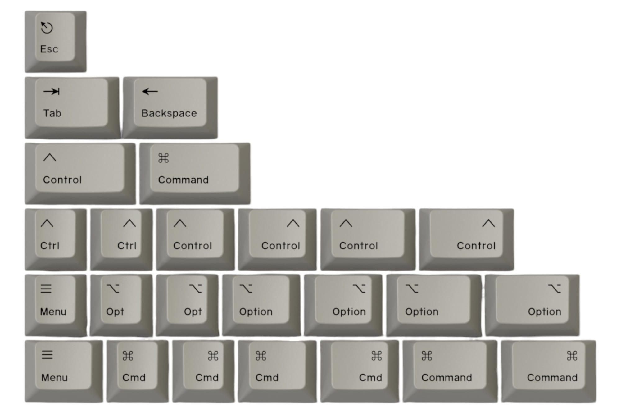 Hammerworks Modern Mac Beige Modifiers Keycap Kit