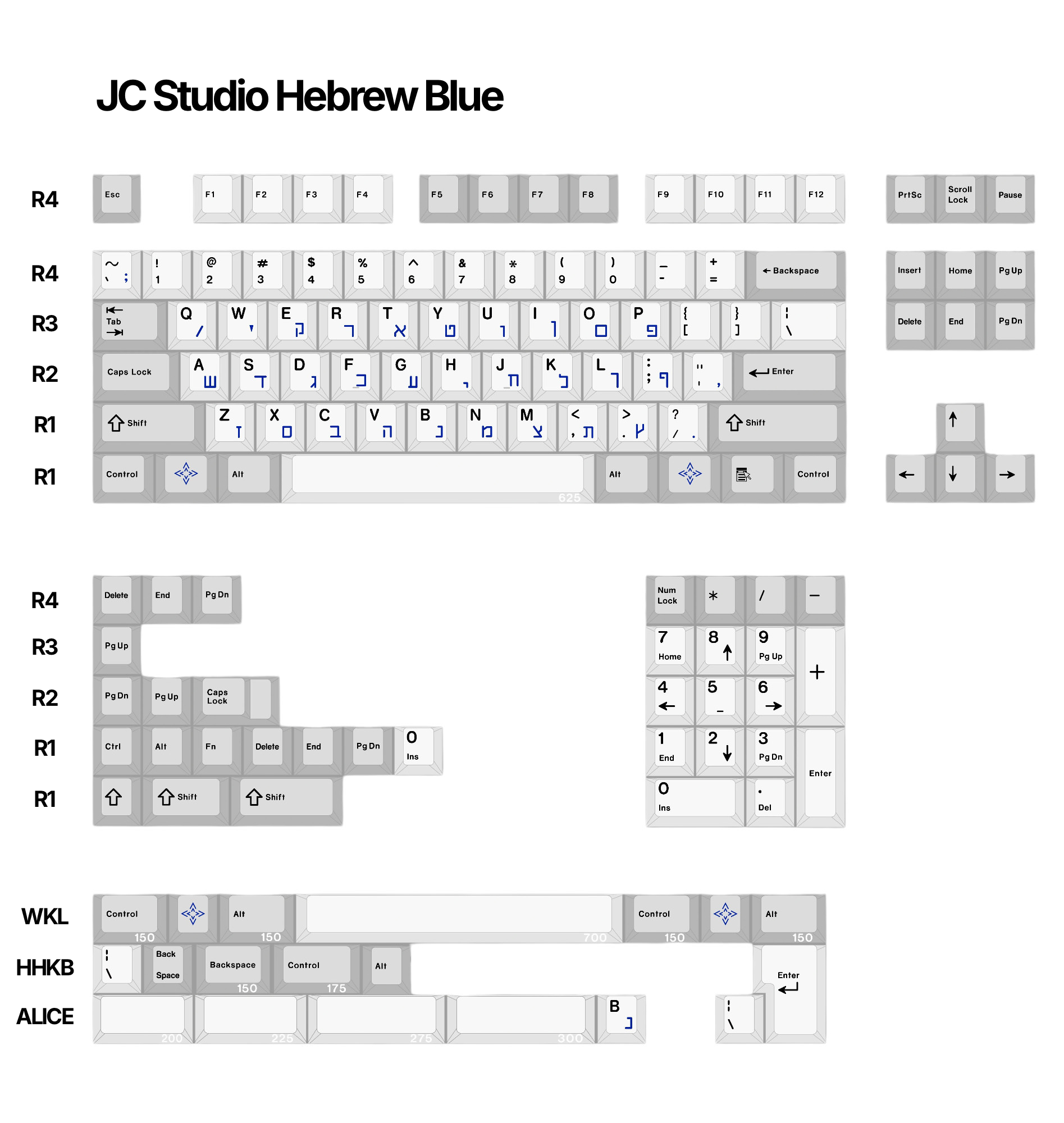Jc Studio Rune JC Studio Hebrew Blue Keycap Kit · Milktooth