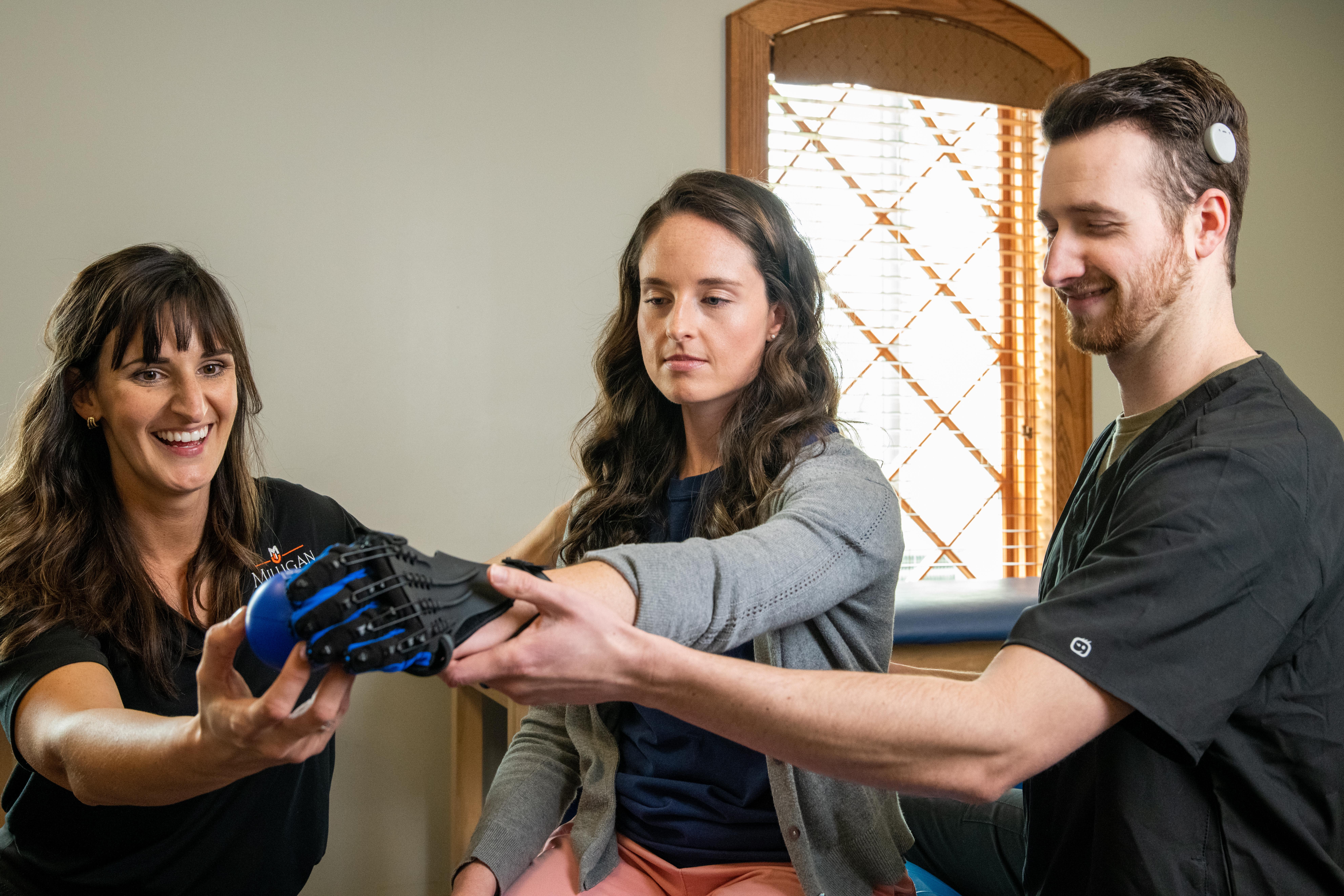students are shown techniques during occupational therapy class