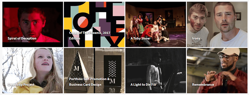 A photo montage of different student art projects