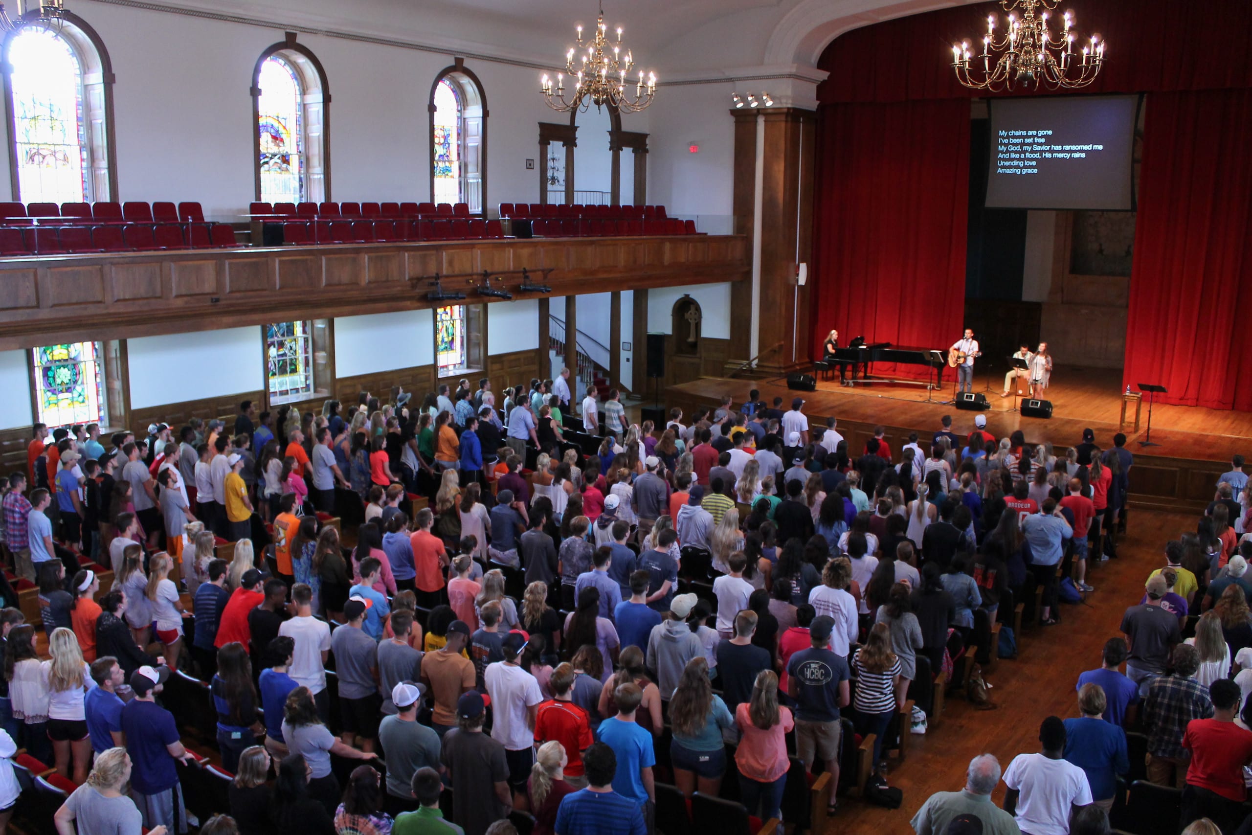 Students Attending a Chapel Service