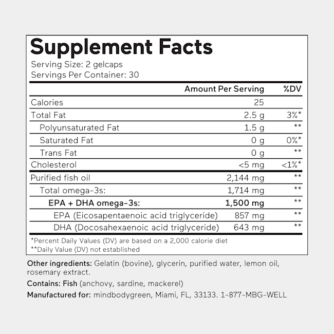 omega-3 potency+ Supplement Facts