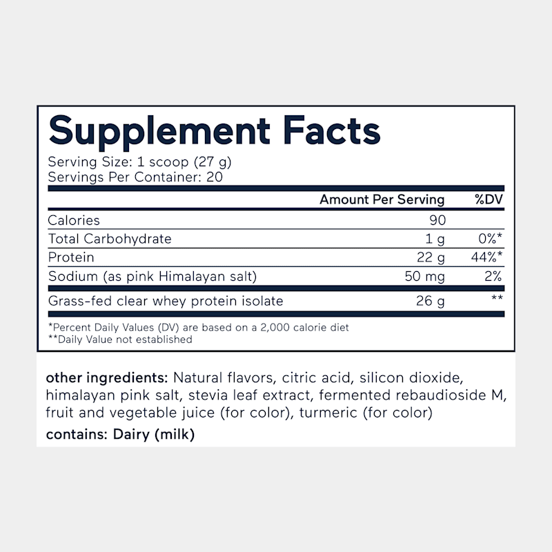 Watermelon Lime Supplement Facts: 1 scoop (27 g), 20 servings, 90 calories and 22 g protein