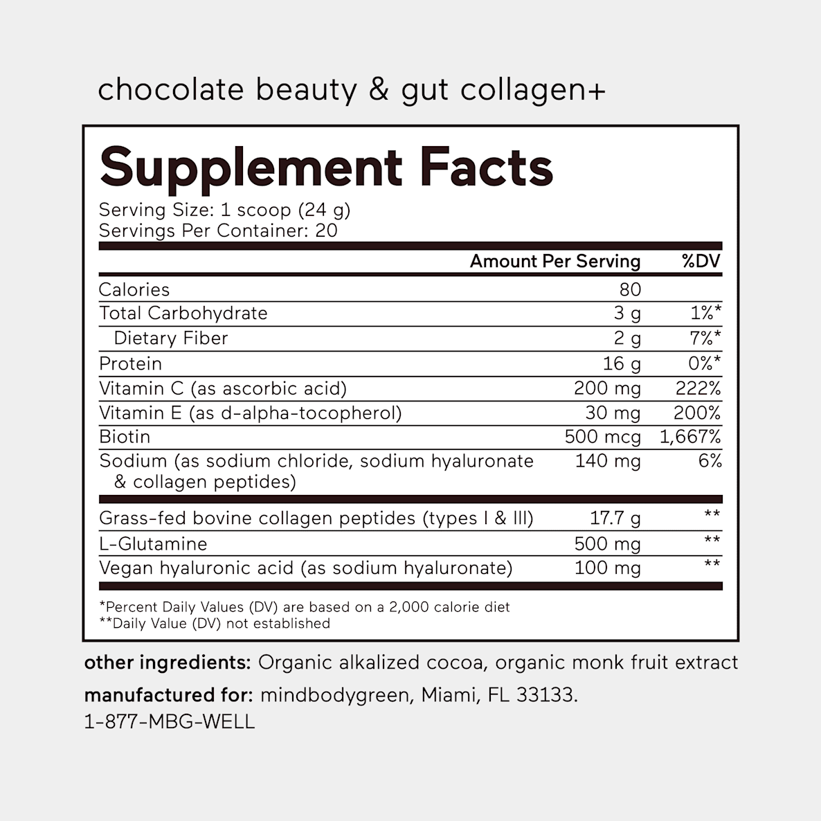beauty & gut collagen+ Supplement Facts
