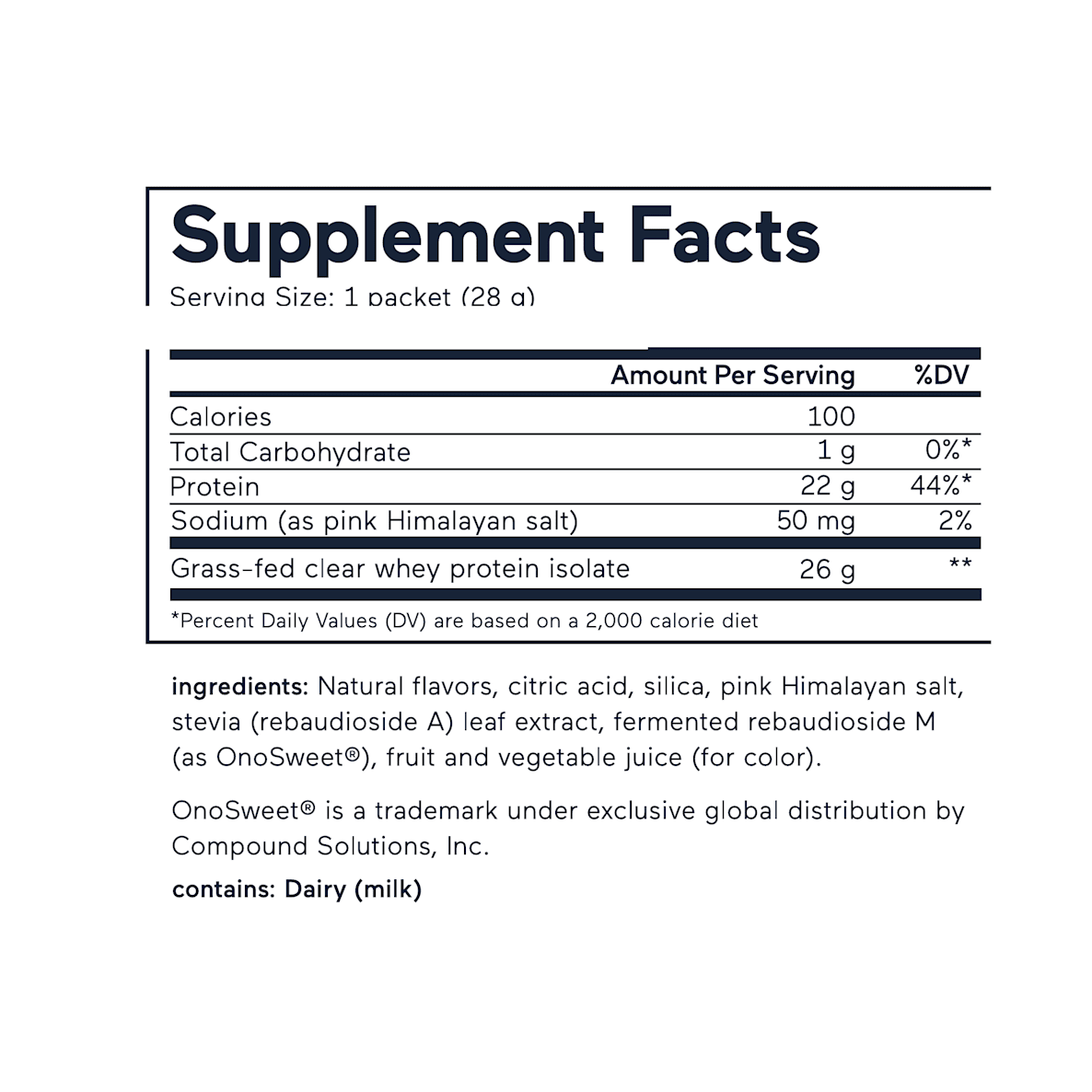 Clear whey protein Pink Lemonade Supplement Facts and ingredients