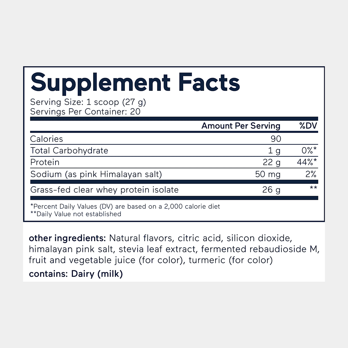 Watermelon Lime Supplement Facts: 1 scoop (27 g), 20 servings, 90 calories and 22 g protein
