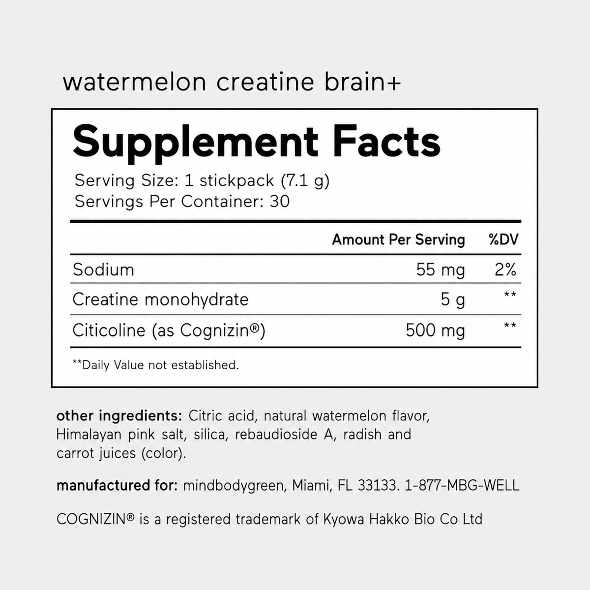 Watermelon Supplement Facts