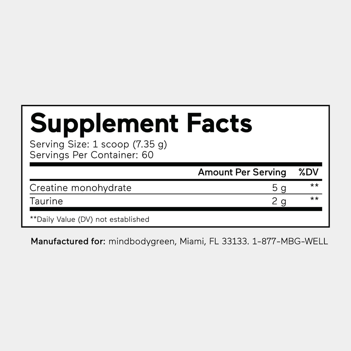 Unflavored Supplement Facts