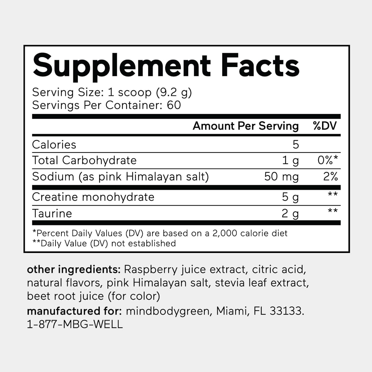 Raspberry Supplement Facts