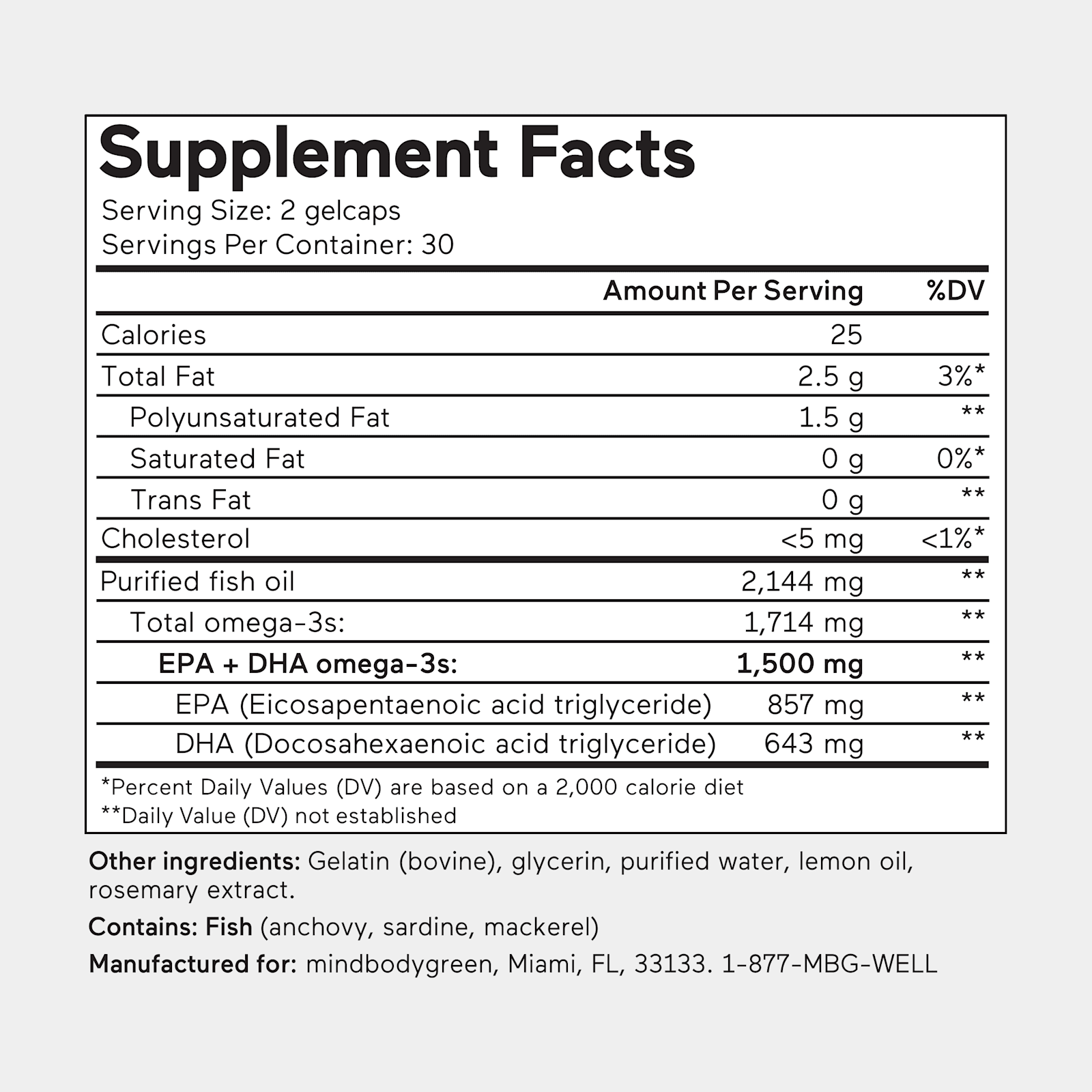 omega-3 potency+ Supplement Facts
