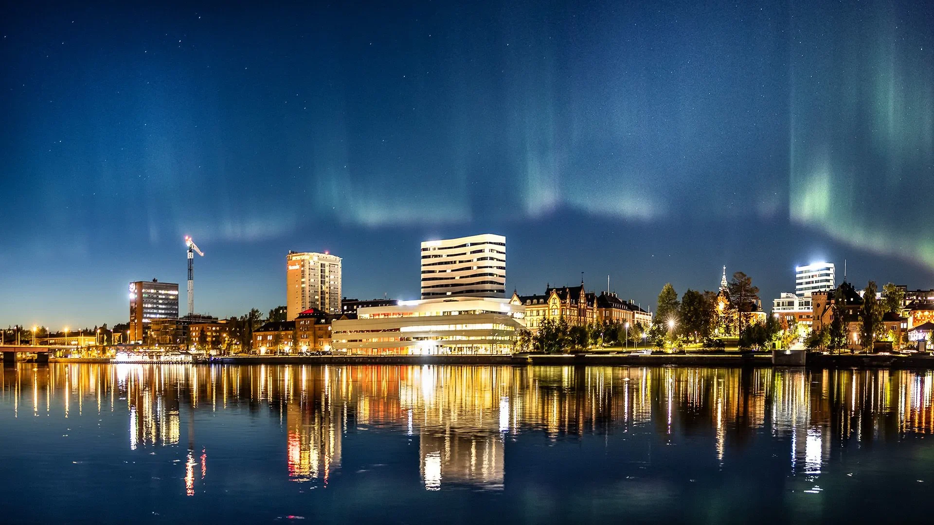 Umea, Sweden - JULY 09, 2020: Panorama View on K-Rauta and Media