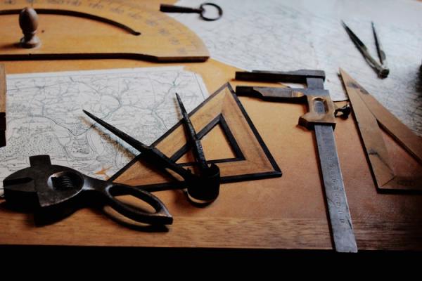 A photo of cartographic tools from the 19th century