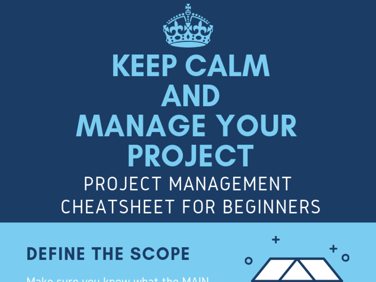 Infographic "keep calm and manage your project" for project management beginners