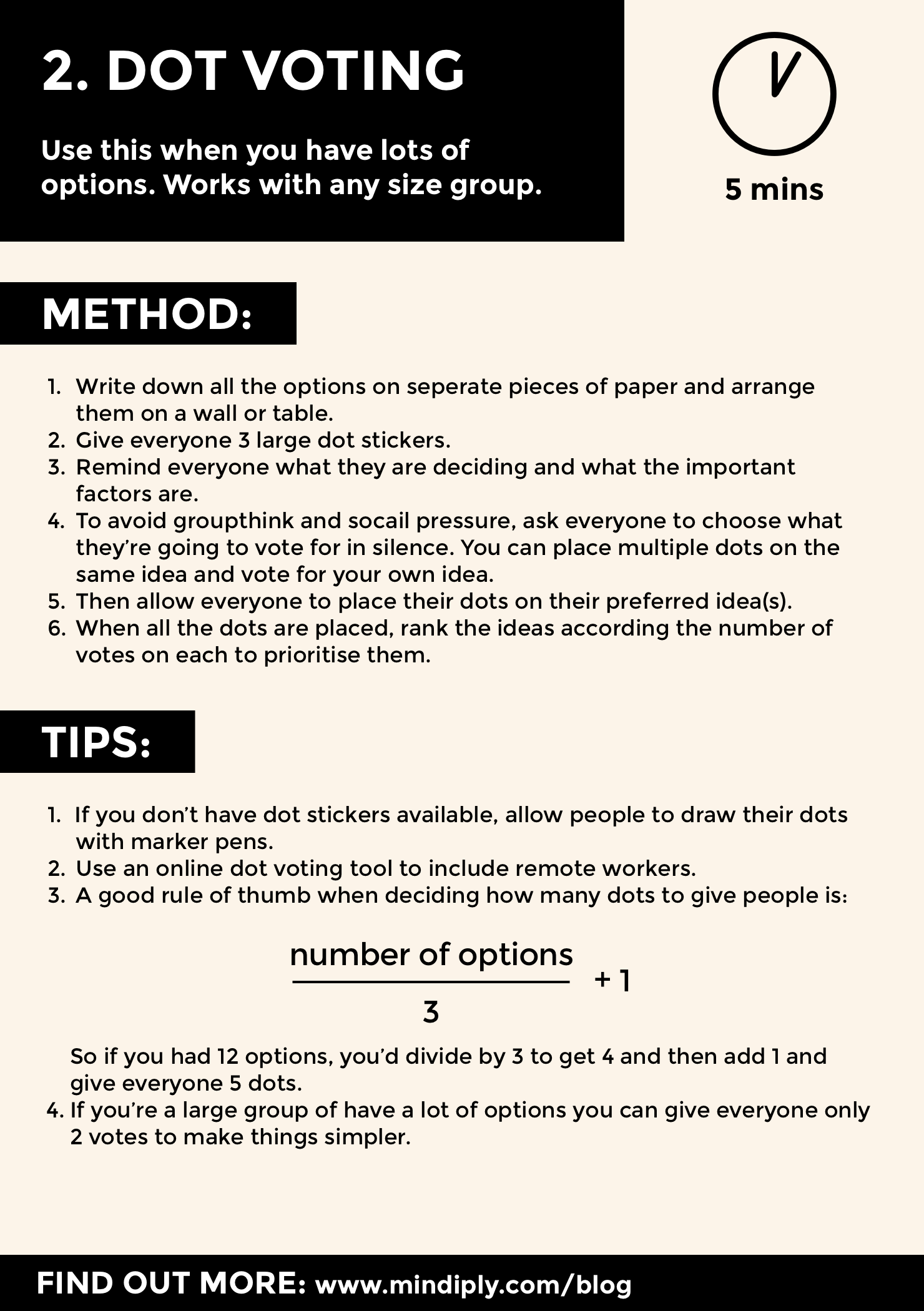 Dot voting method reference card - page 1