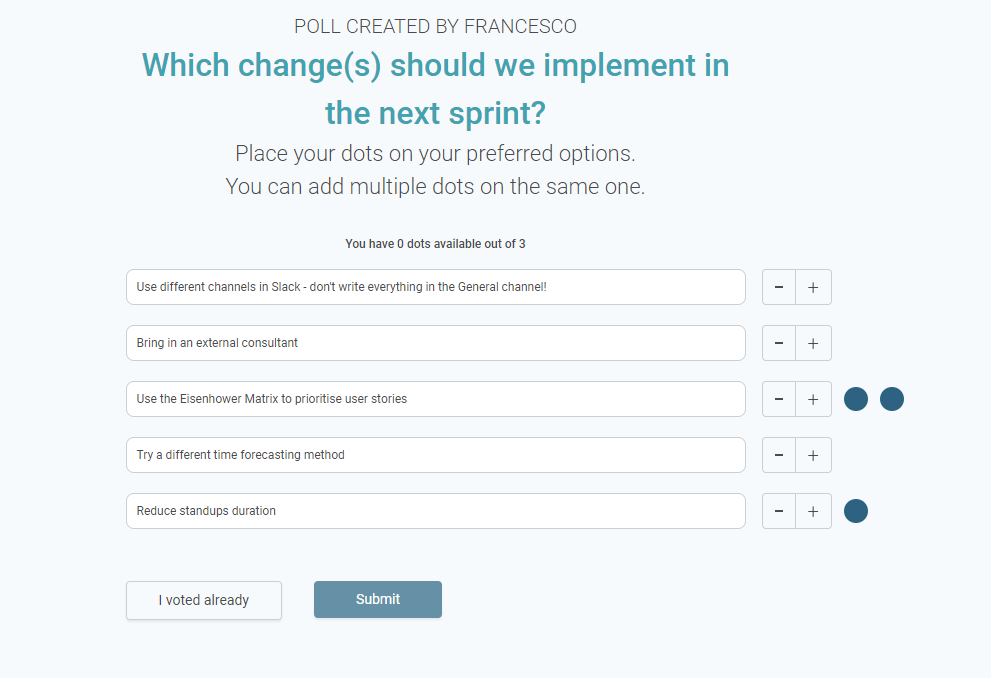 Decido, the online dot voting tool