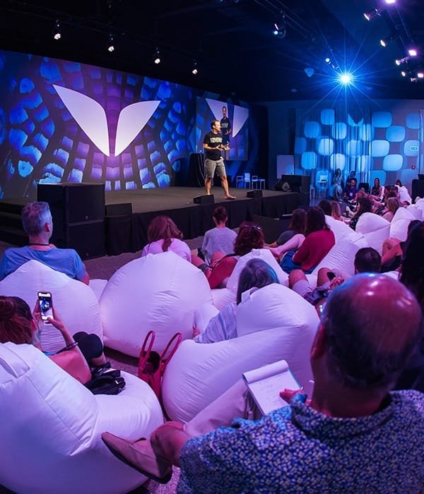 Wide shot of Eric Edmeades at Mindvalley A-Fest 2018