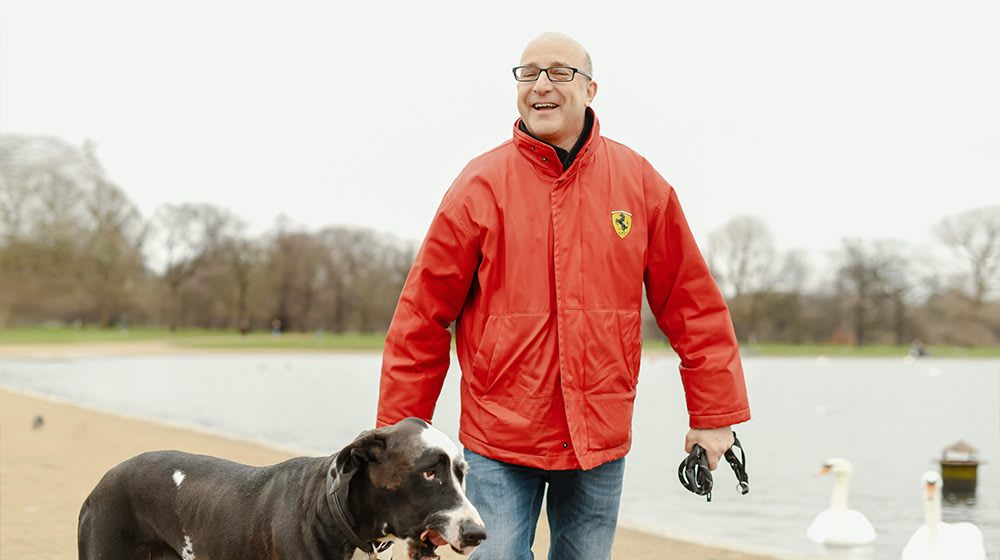 Paul with his beloved dog on a walk