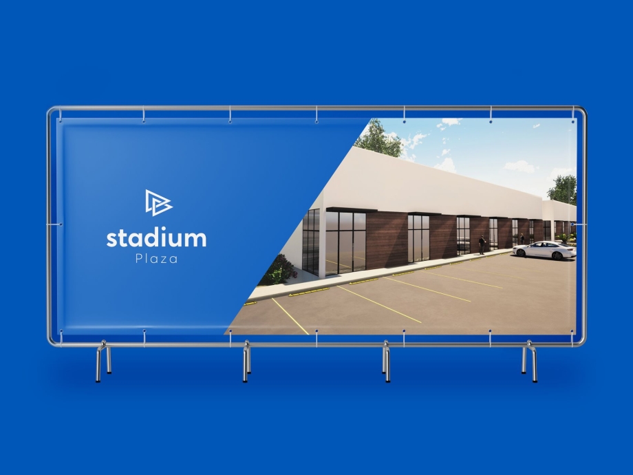 Stadium Plaza white sign