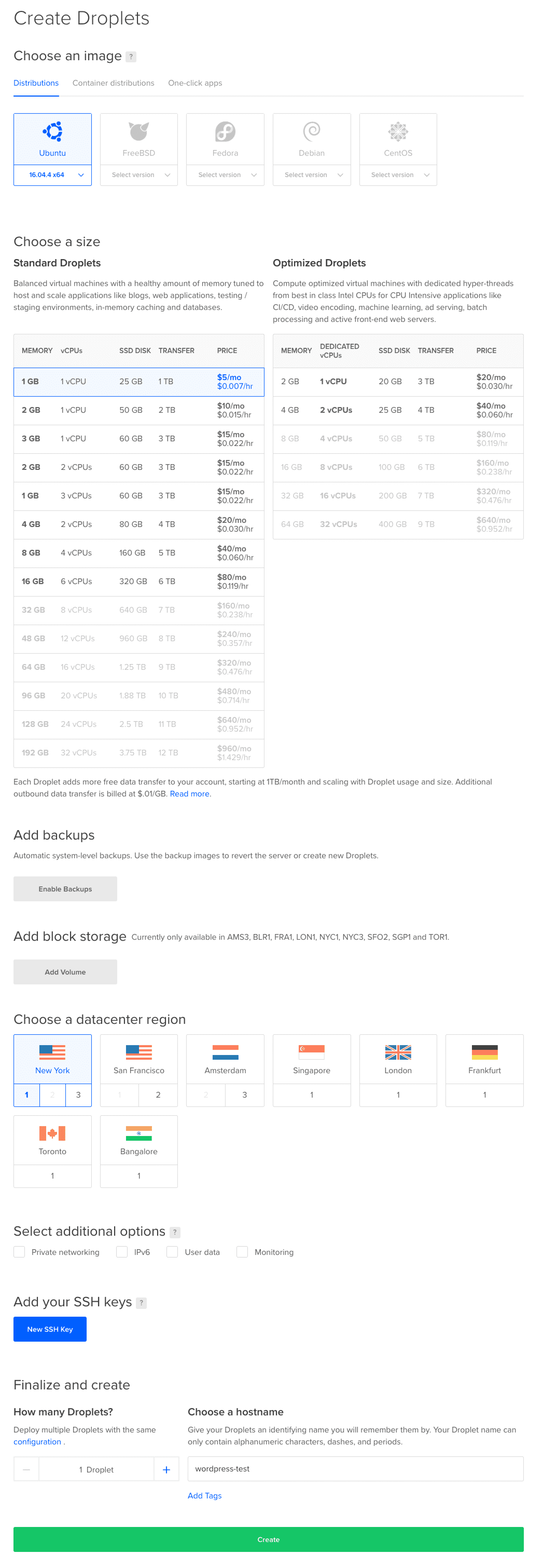 Create Droplet DigitalOcean