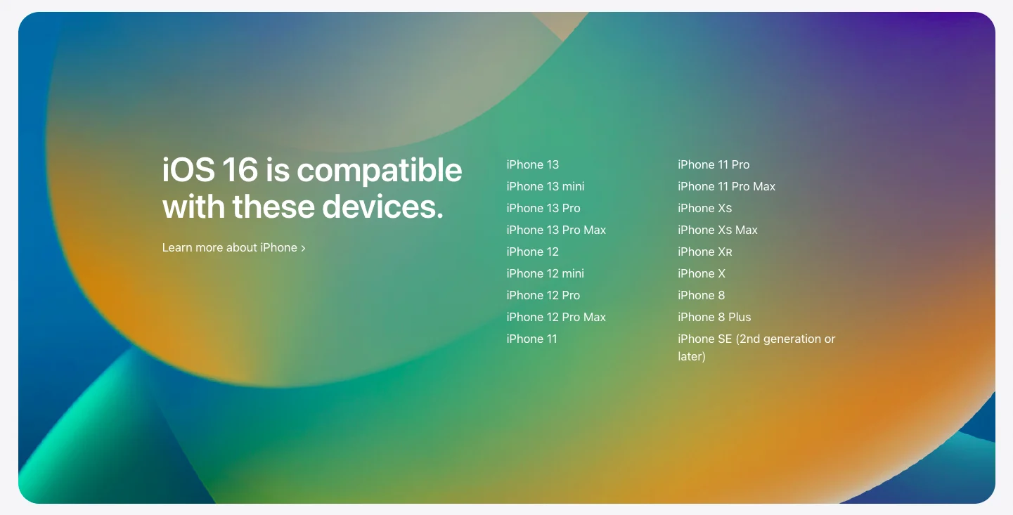iOS 16 is compatible with these devices