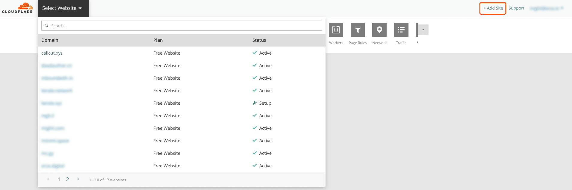 Cloudflare Add Site