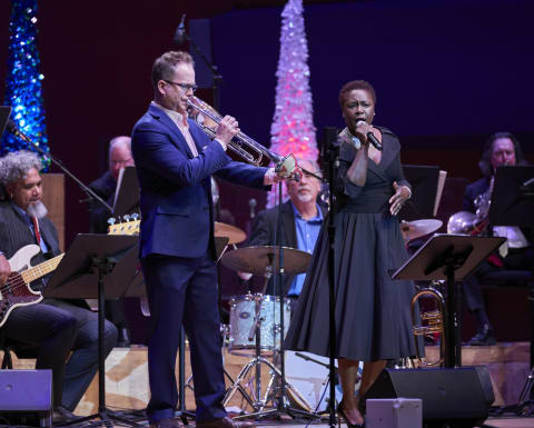 Musicians performing on stage