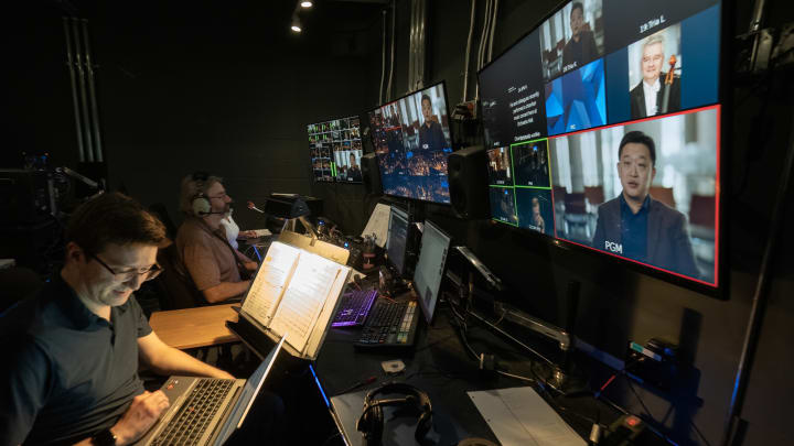 Behind-the-scenes during a "This Is Minnesota Orchestra" broadcast last season. 