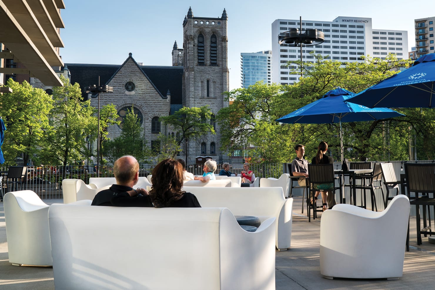 People sitting outside in Cargill Commons