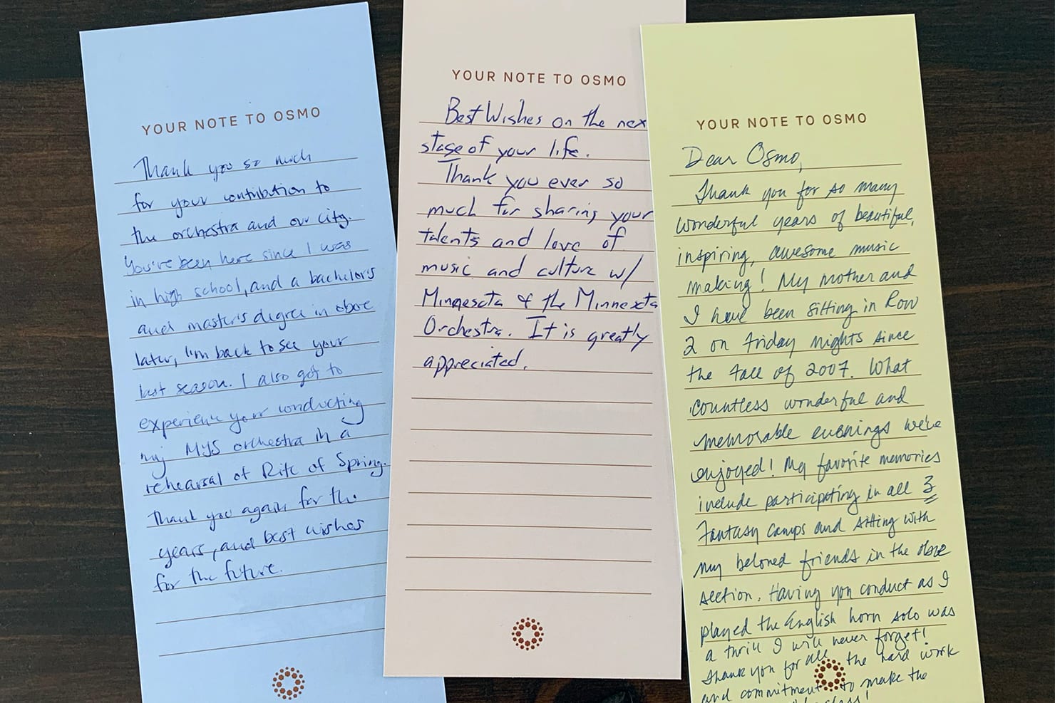 Various letters from patrons written to Osmo