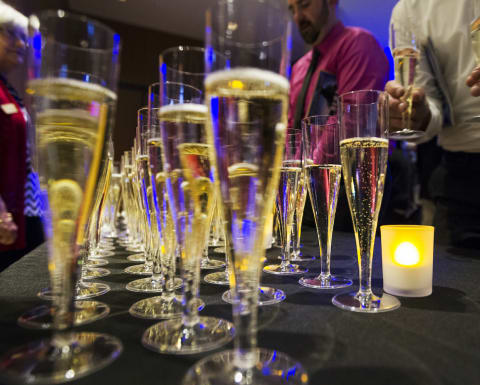 Table with glasses of champagne