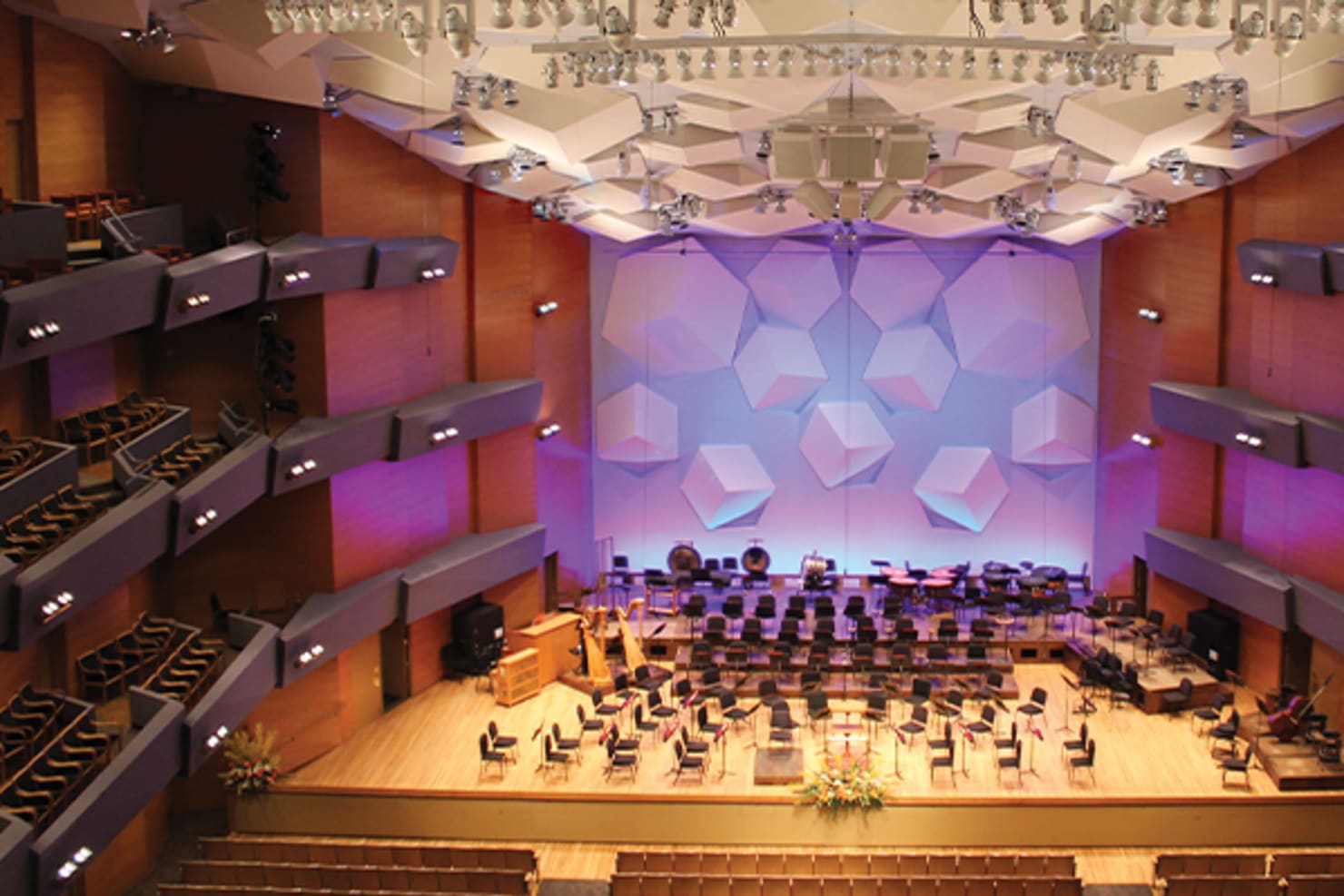 Empty chairs on stage at Orchestra Hall