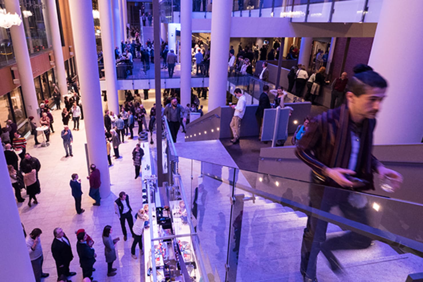 Crowd of people inside Orchestra Hall before a performance