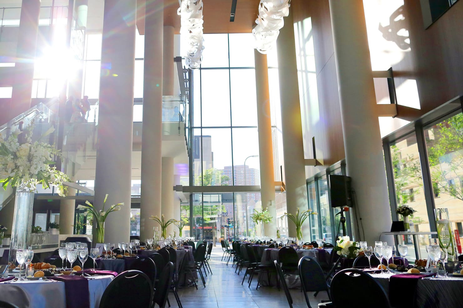 Orchestra Hall foyer with sun shining through windows