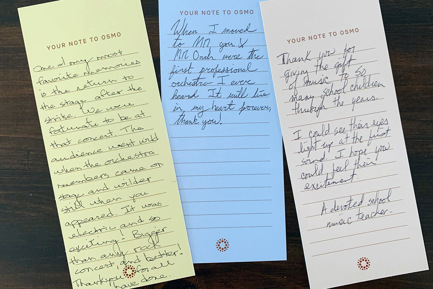 Various letters from patrons written to Osmo