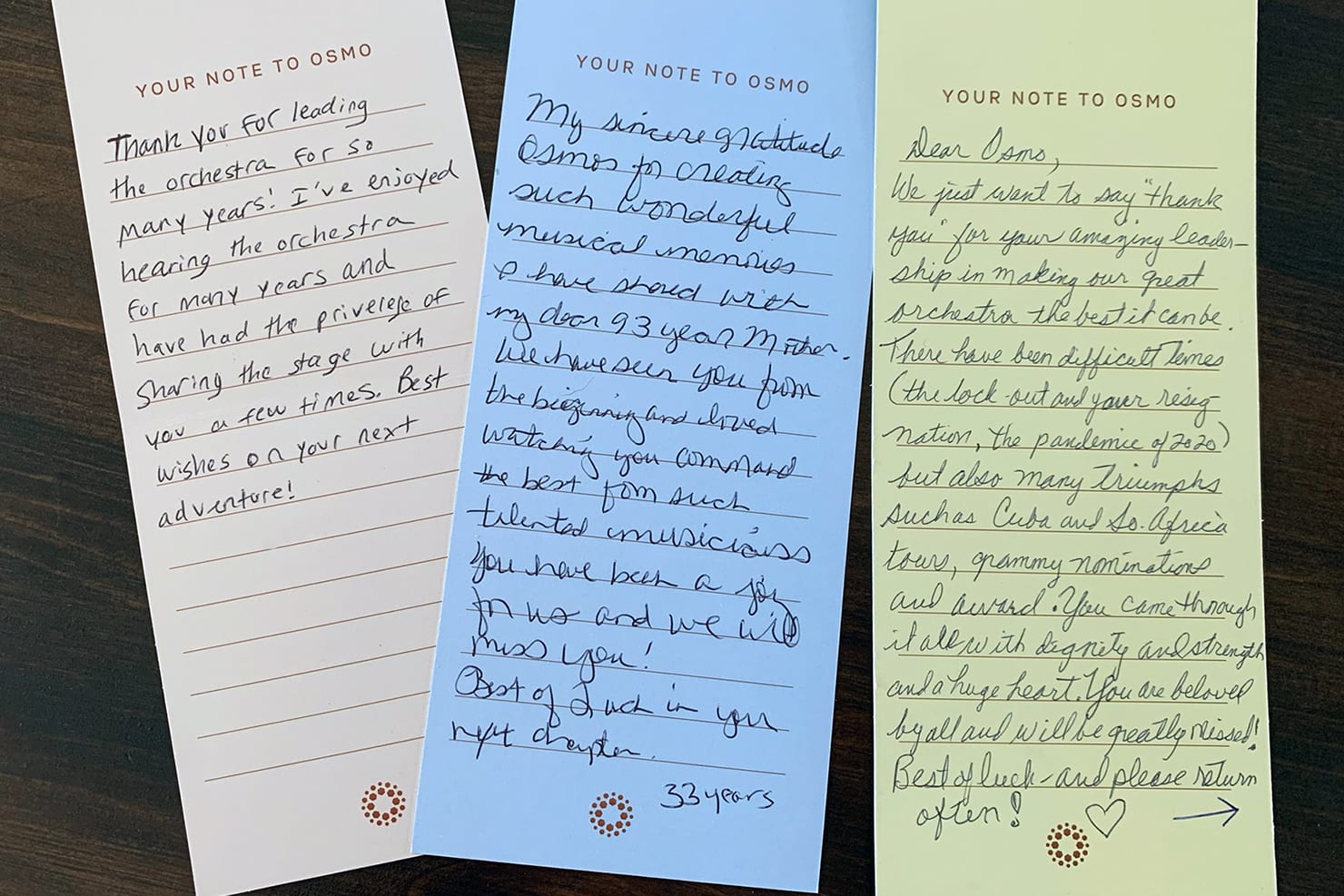 Various letters from patrons written to Osmo