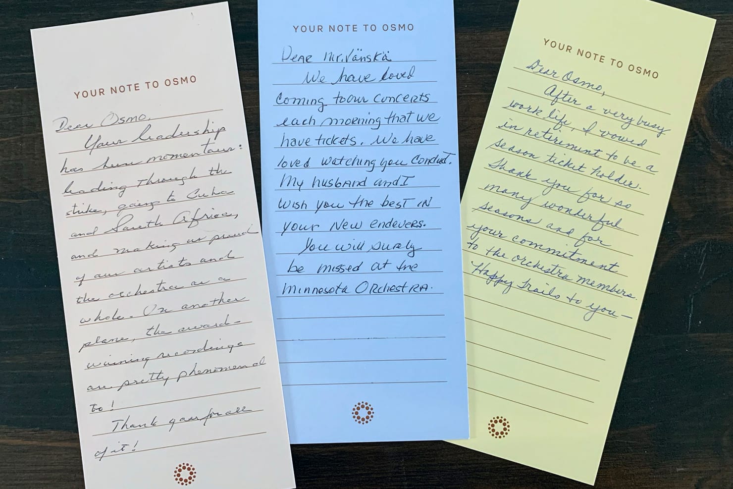 Various letters from patrons written to Osmo