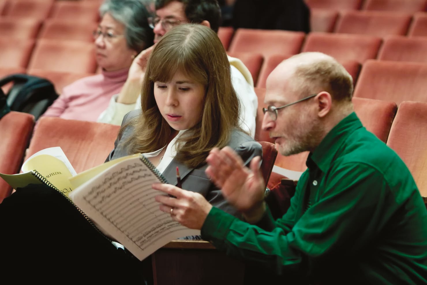 2009 Composer Institute participant Kathryn Salfelder with then-Composer Institute Director Aaron Jay Kernis.