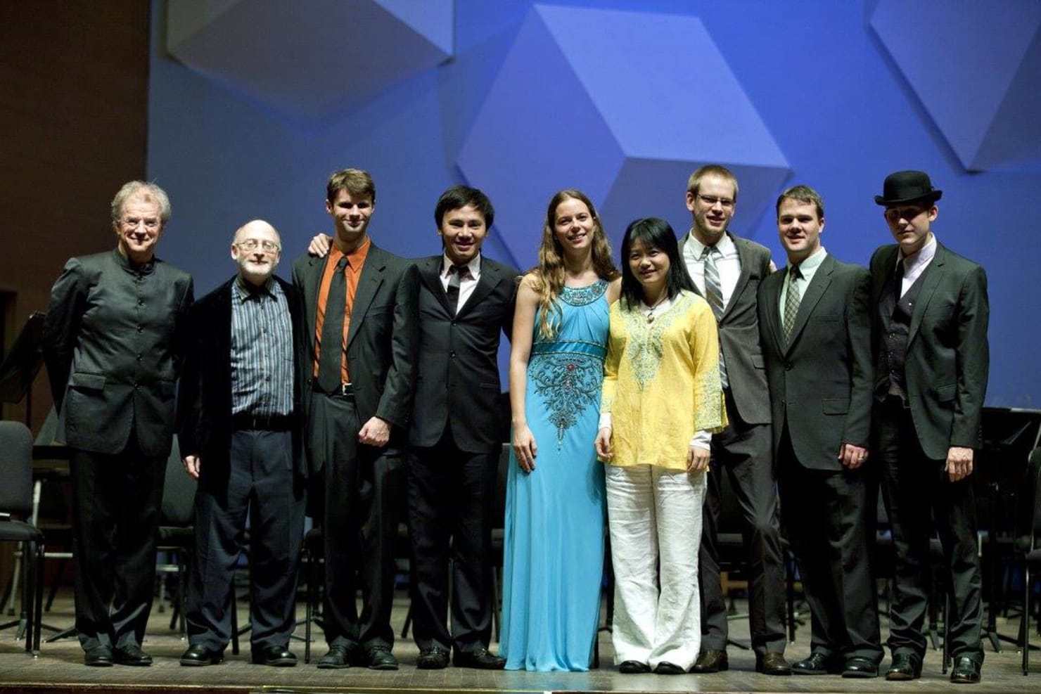 The Minnesota Orchestra and American Composers Forum presented the tenth Composer Institute in October 2010. Seen here with Osmo Vänskä and Aaron Jay Kernis are composer participants Taylor Brizendine, Wang Jie, Polina Nazaykinskaya, Clint Needham, Ben Phelps, Narong Prangcharoen and David Weaver.