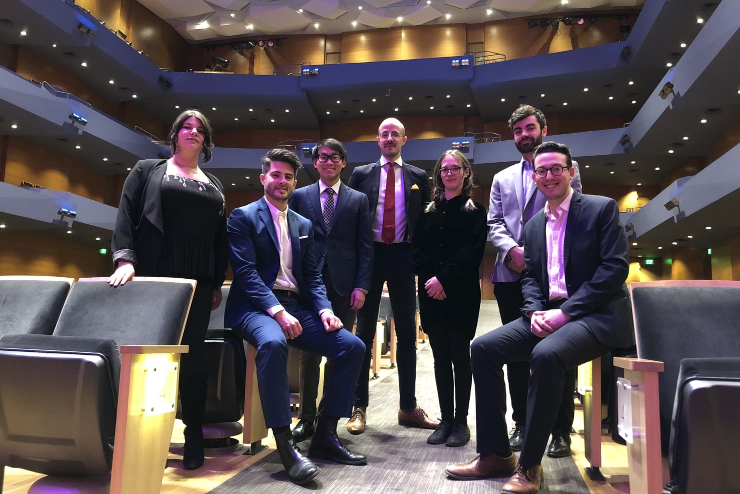 The participants in the January 2019 Minnesota Orchestra Composer Institute: Alyssa Weinberg, Connor Elias Way, Viet Cuong, Matthew Ricketts, TJ Cole, Will Healy and Jonathan Cziner.