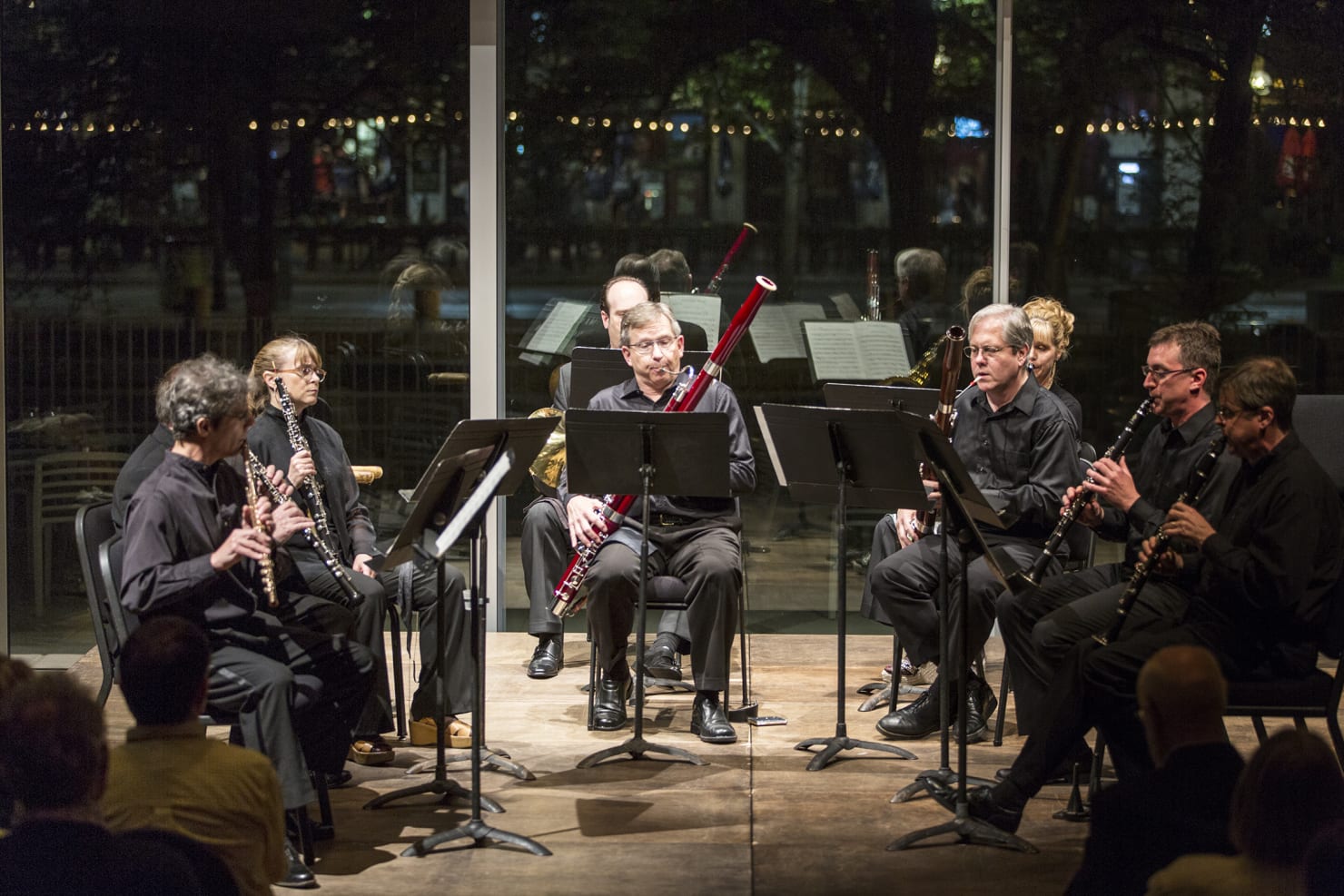 Mark Kelley and Orchestra colleagues at a chamber muisc concert in the Target Atrium