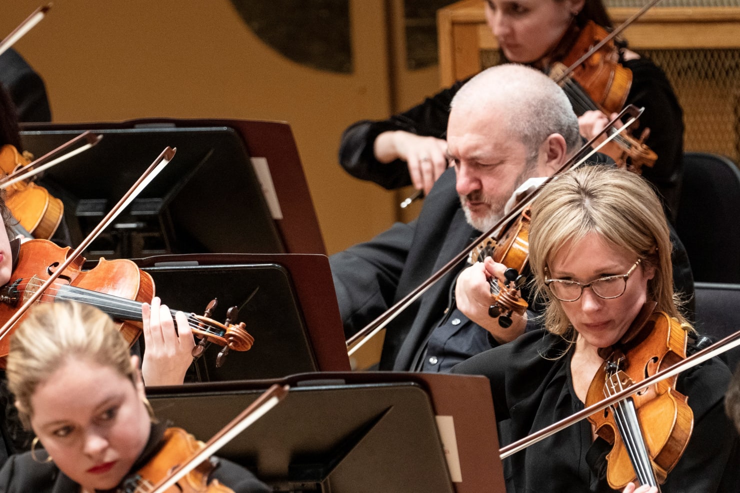 Rudolf Lekhter with violin colleagues at Orchestra Hall