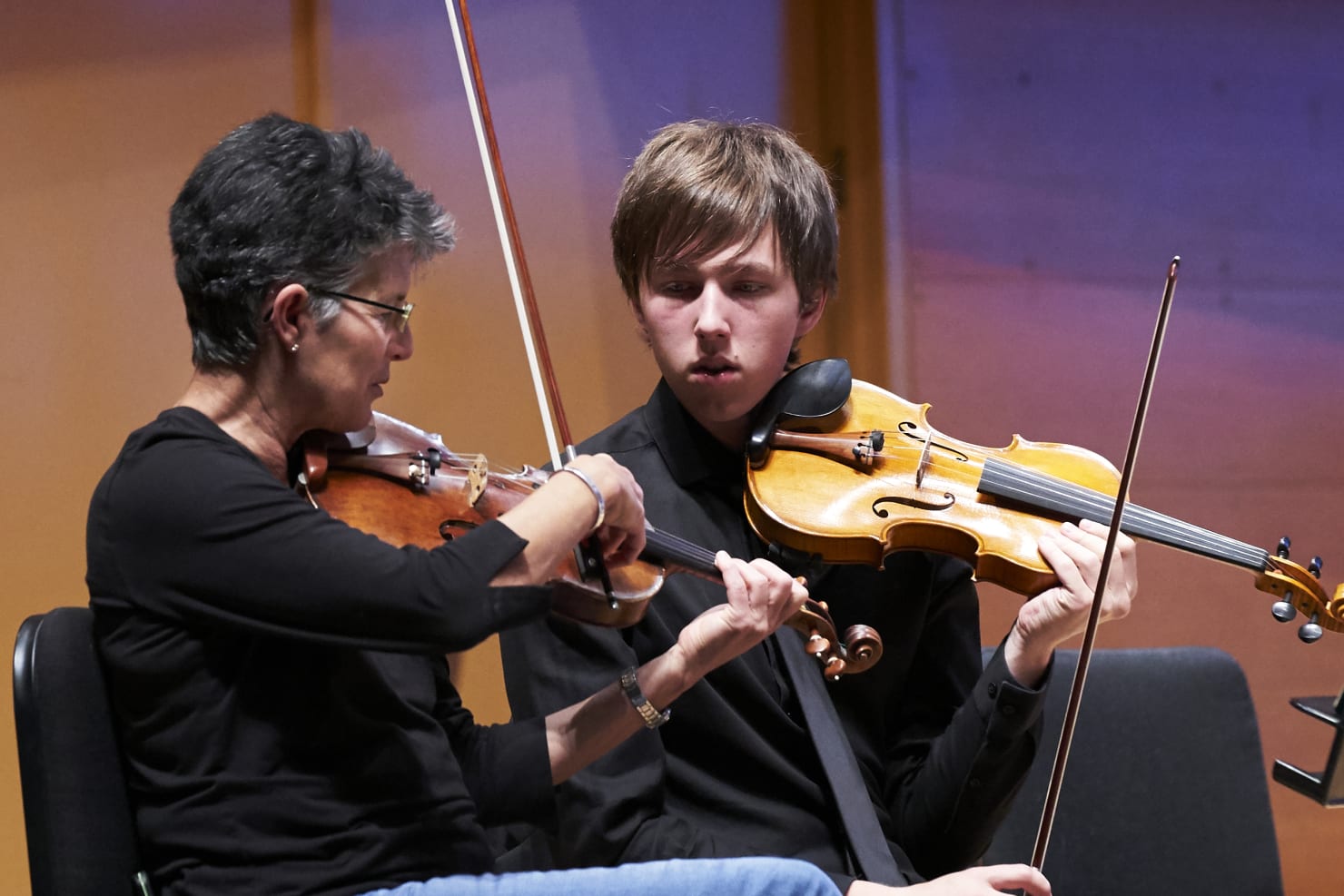 Deborah Serafinia with an MMEA All-State Orchestra member