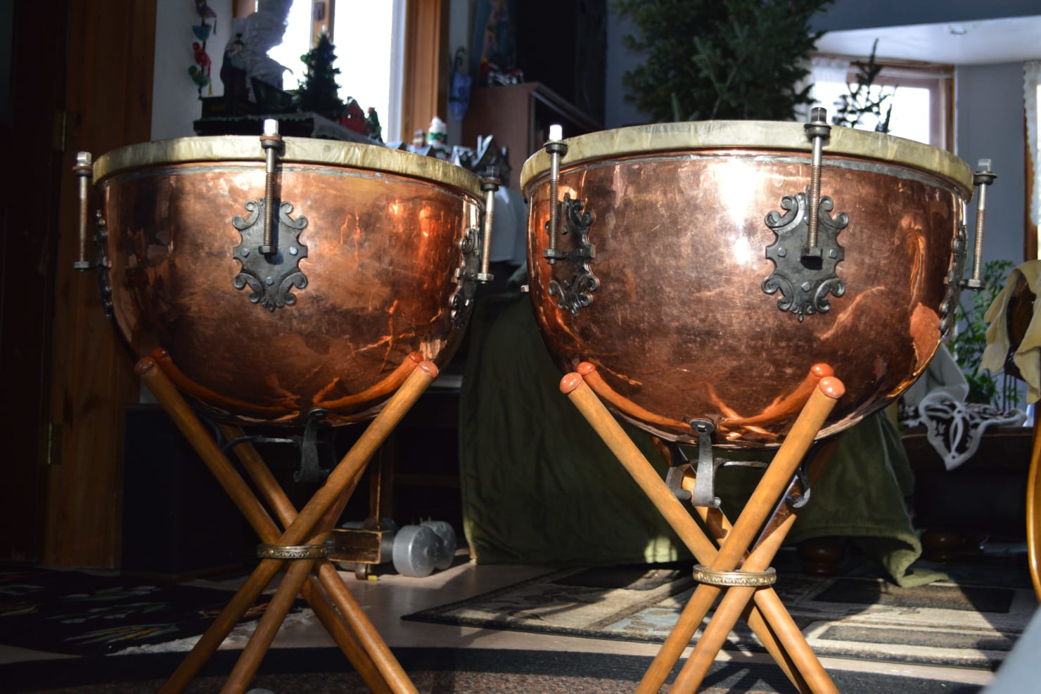 Two Baroque-style timpani drums